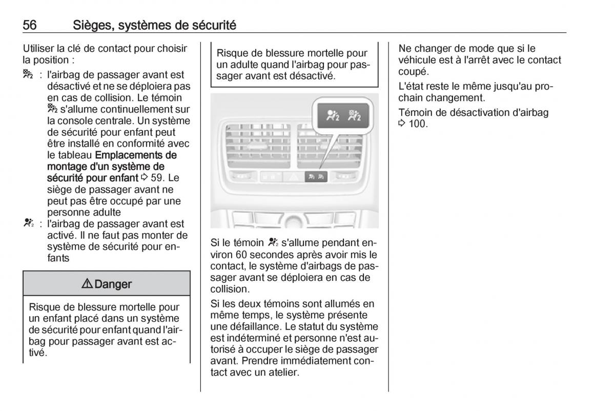 Opel Meriva B FL manuel du proprietaire / page 58