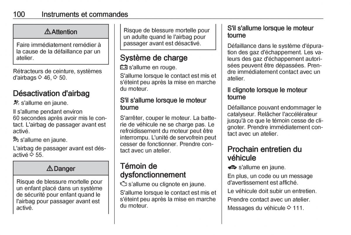 manual Opel Meriva B FL manuel du proprietaire / page 102