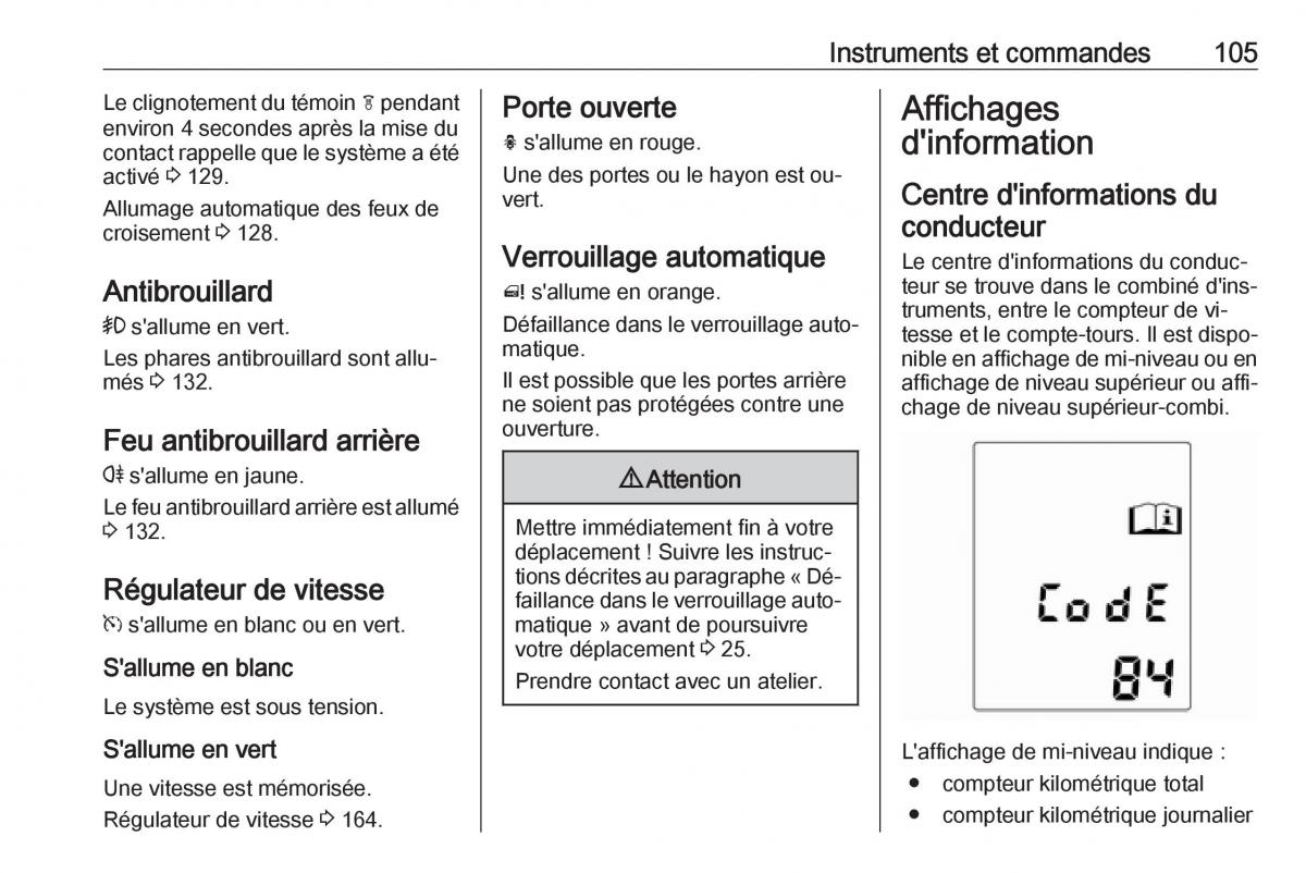 manual Opel Meriva B FL manuel du proprietaire / page 107