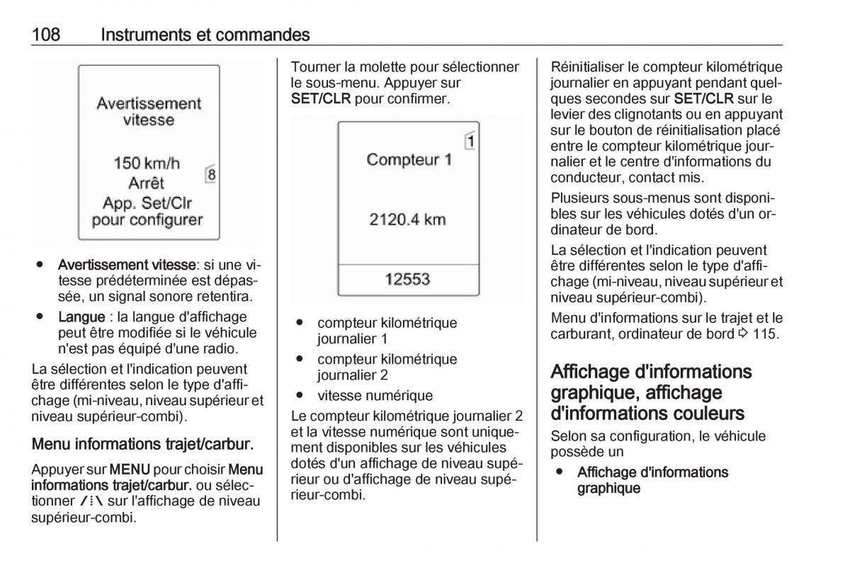 manual Opel Meriva B FL manuel du proprietaire / page 110