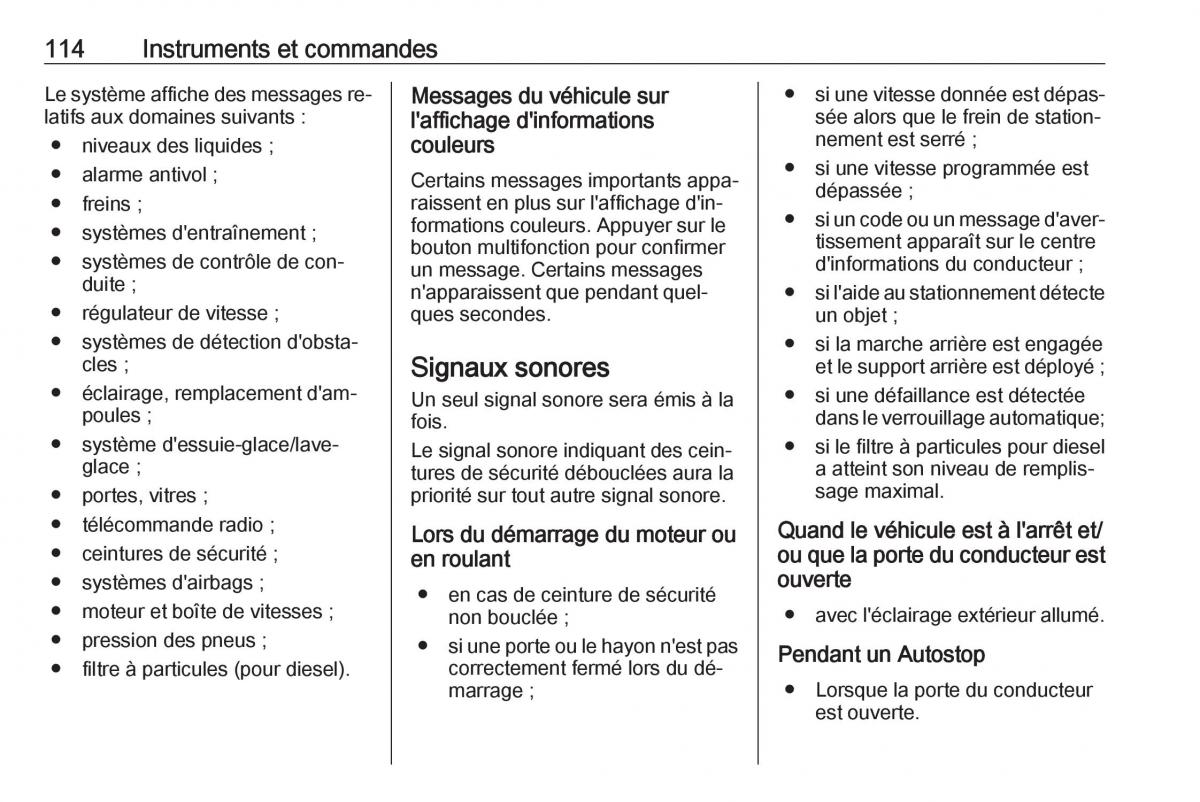 manual Opel Meriva B FL manuel du proprietaire / page 116