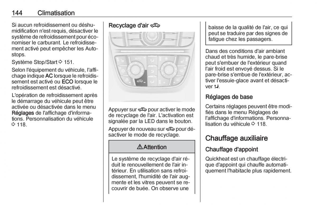 manual Opel Meriva B FL manuel du proprietaire / page 146