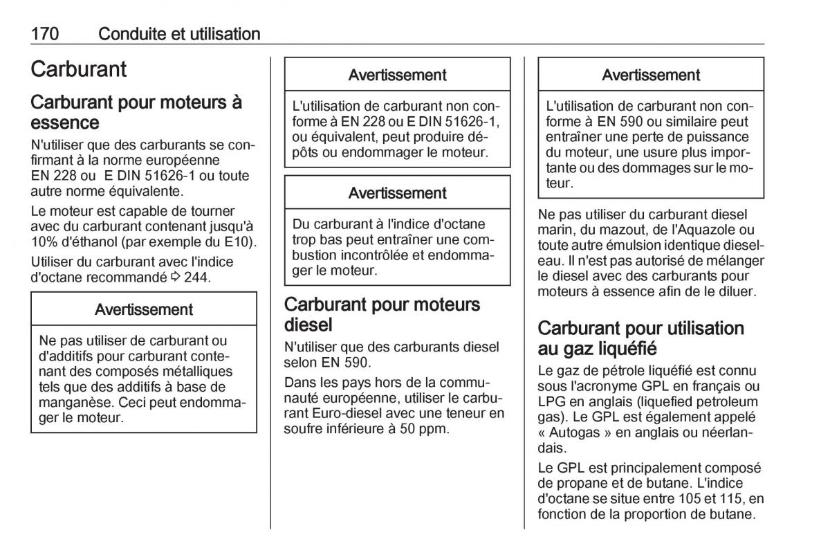 manual Opel Meriva B FL manuel du proprietaire / page 172