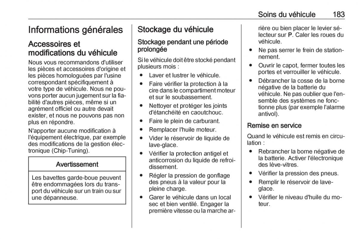 manual Opel Meriva B FL manuel du proprietaire / page 185