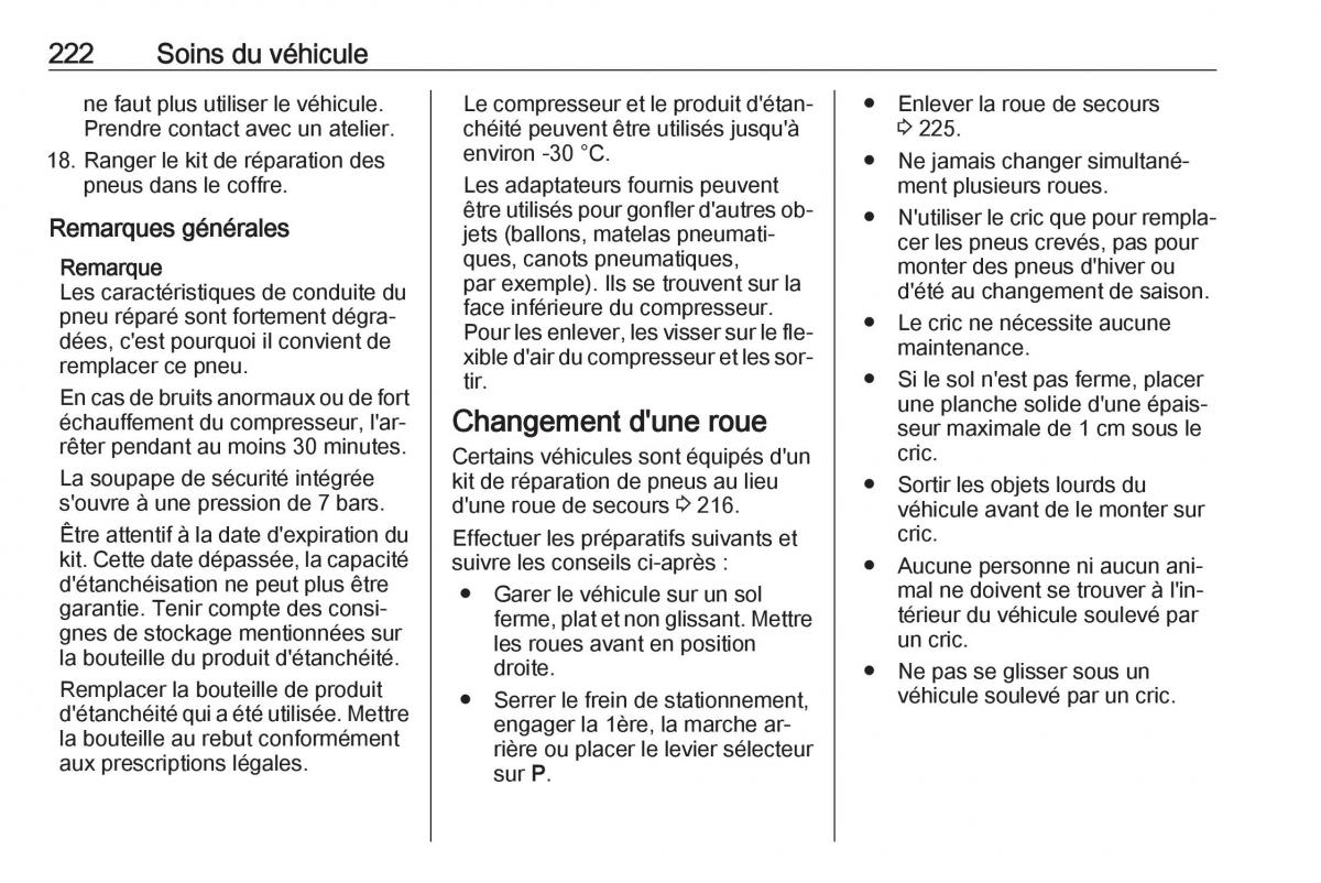 manual Opel Meriva B FL manuel du proprietaire / page 224