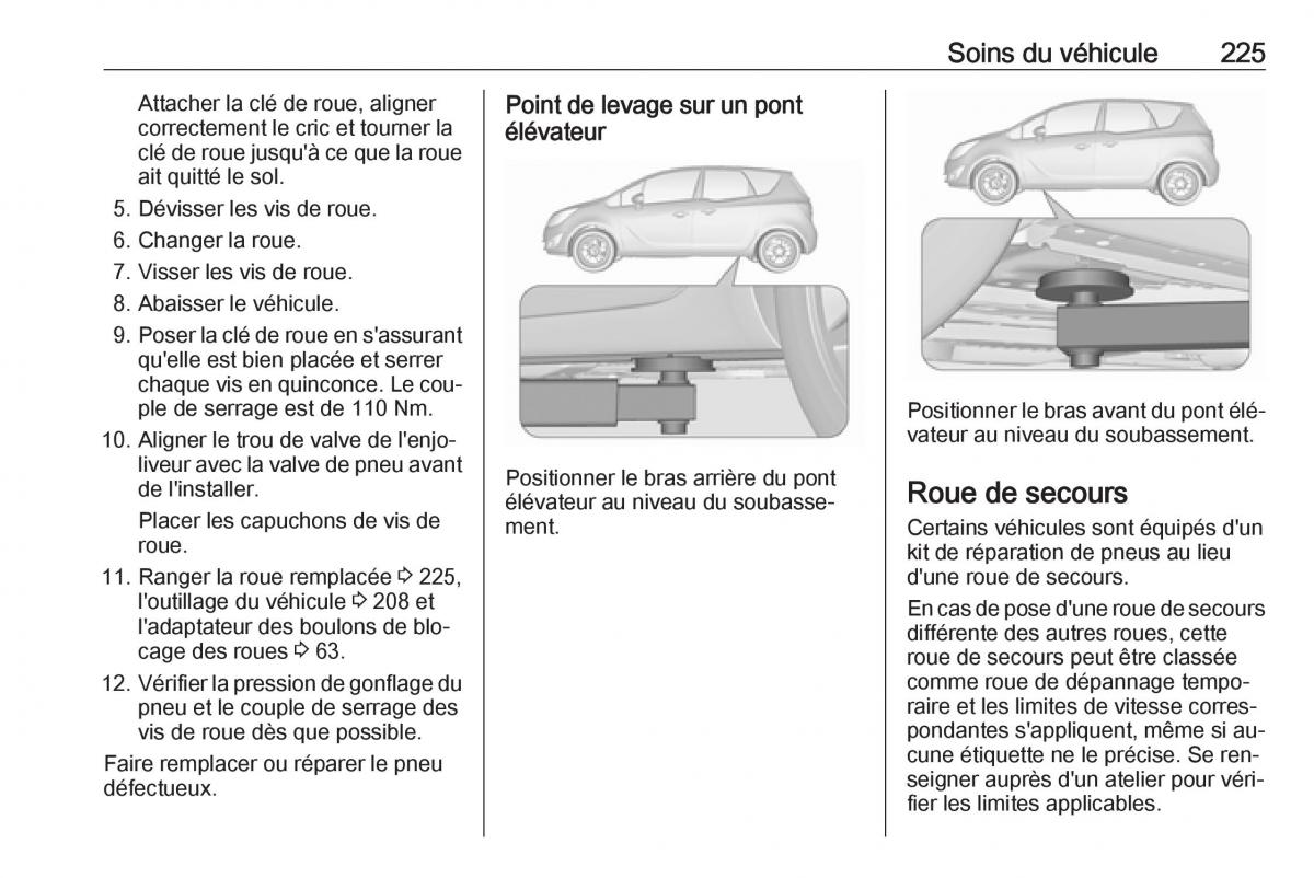 manual Opel Meriva B FL manuel du proprietaire / page 227