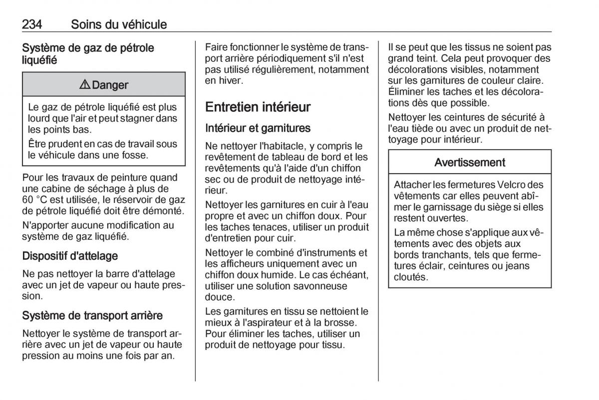 manual Opel Meriva B FL manuel du proprietaire / page 236