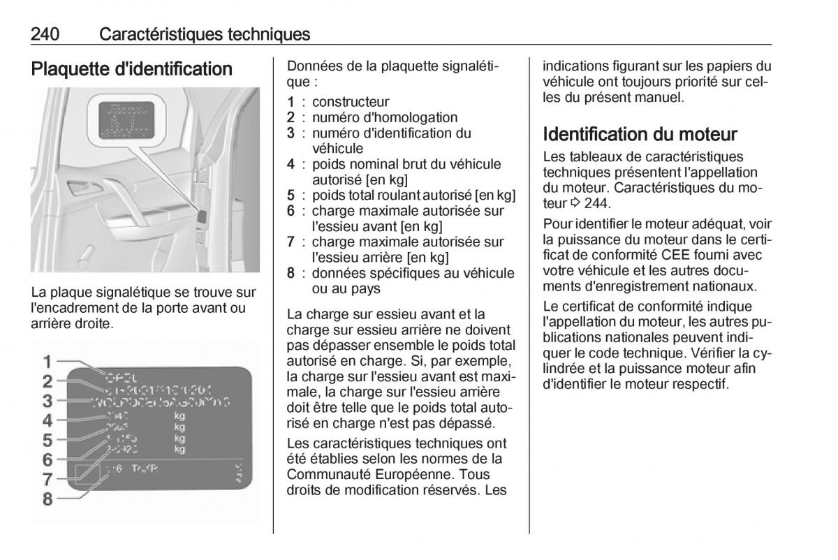 manual Opel Meriva B FL manuel du proprietaire / page 242