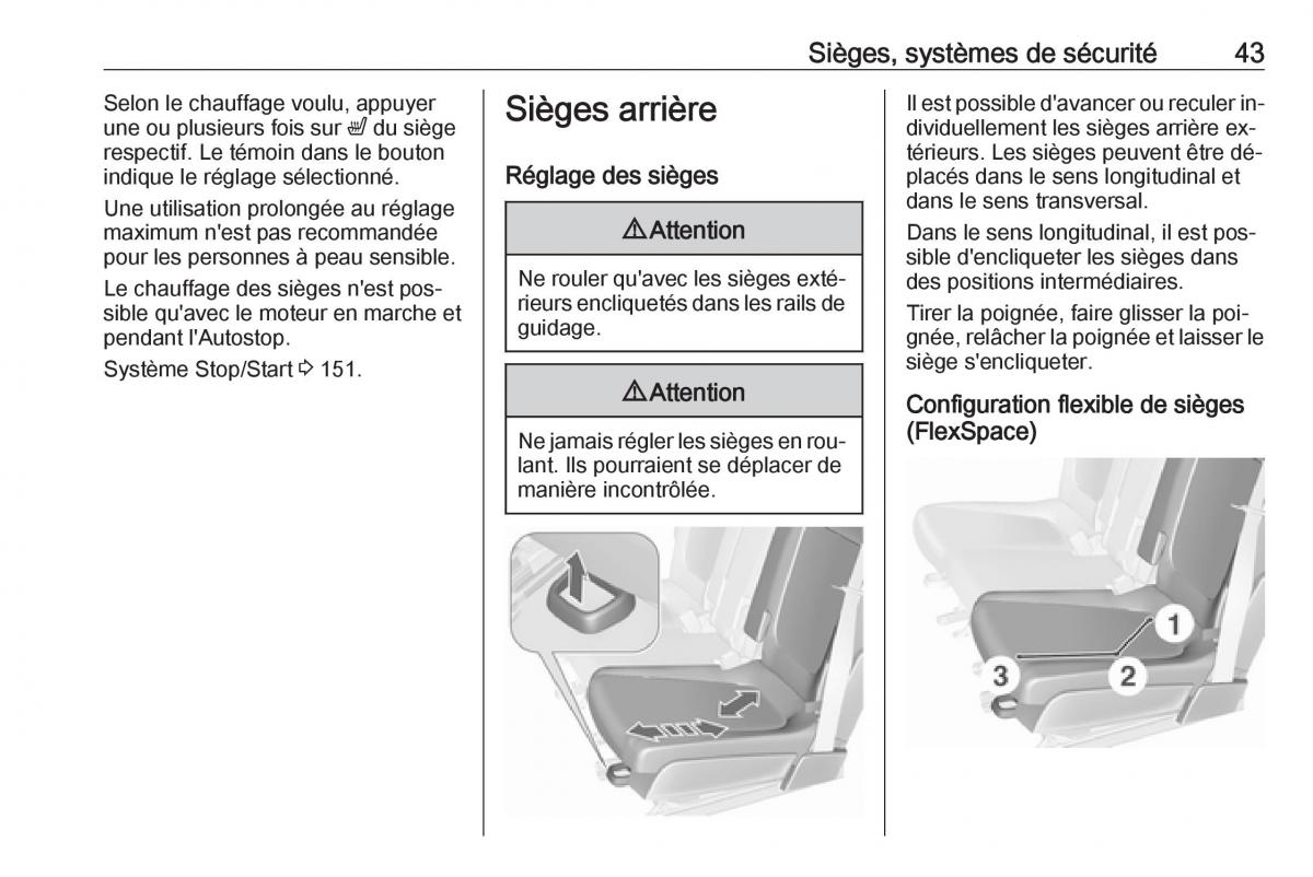 manual Opel Meriva B FL manuel du proprietaire / page 45