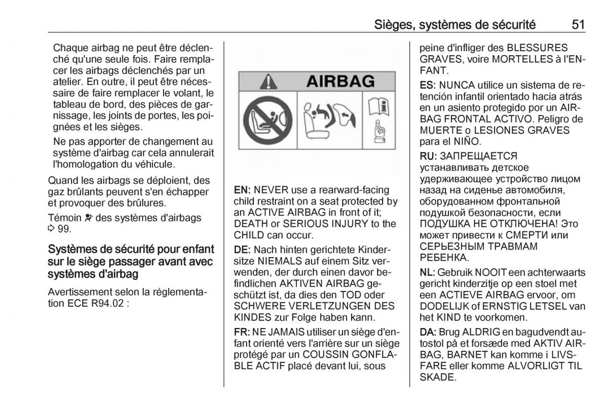 manual Opel Meriva B FL manuel du proprietaire / page 53