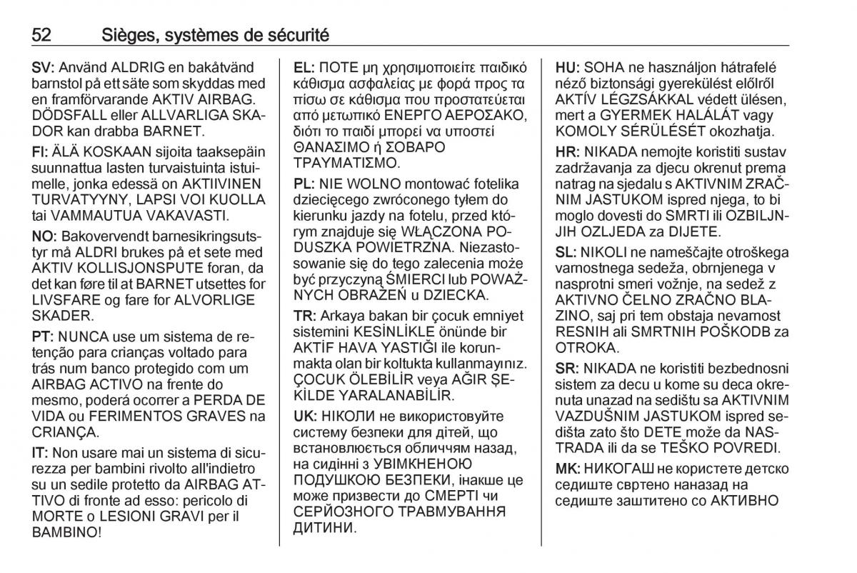 manual Opel Meriva B FL manuel du proprietaire / page 54