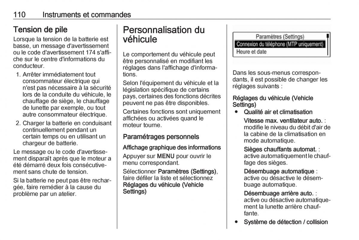 Opel Mokka X manuel du proprietaire / page 112