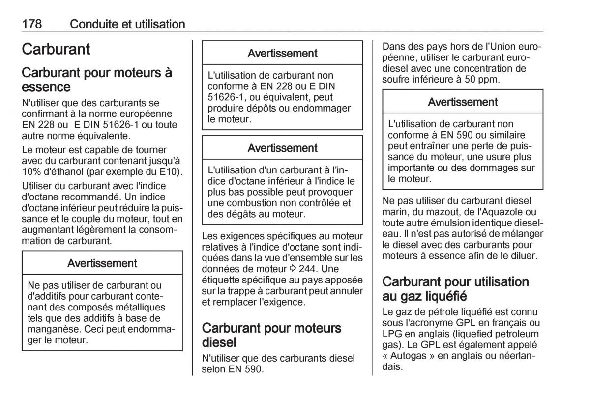 Opel Mokka X manuel du proprietaire / page 180