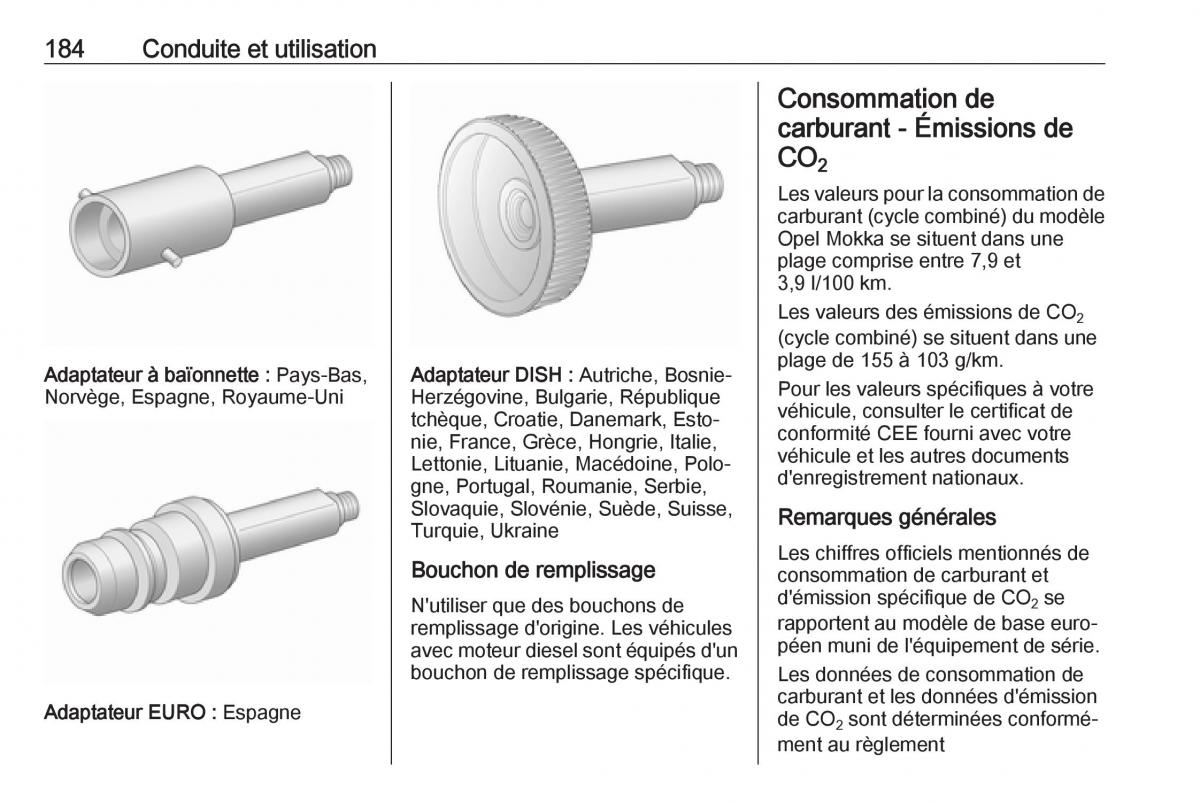 Opel Mokka X manuel du proprietaire / page 186