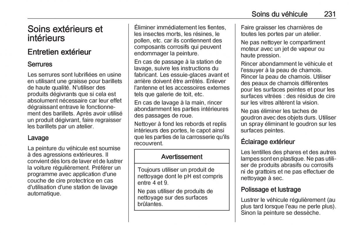 Opel Mokka X manuel du proprietaire / page 233