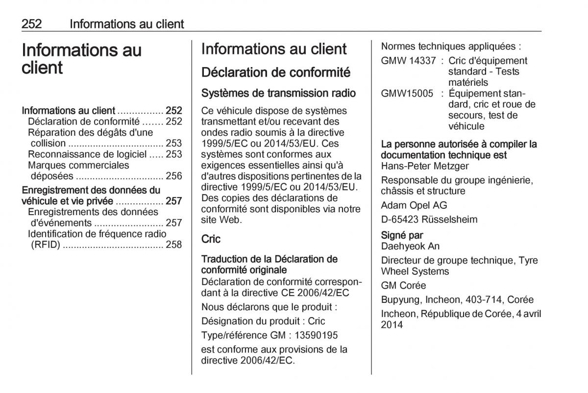 Opel Mokka X manuel du proprietaire / page 254