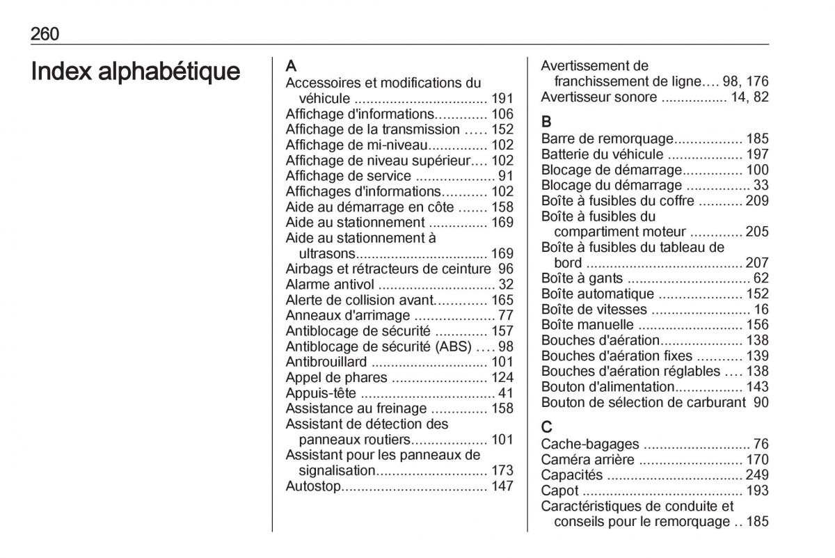 Opel Mokka X manuel du proprietaire / page 262