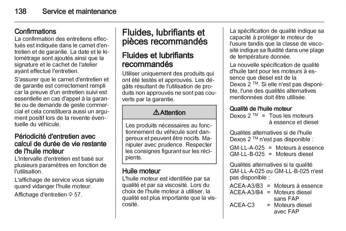 instrukcja obsługi Opel Movano B manuel du proprietaire / page 138