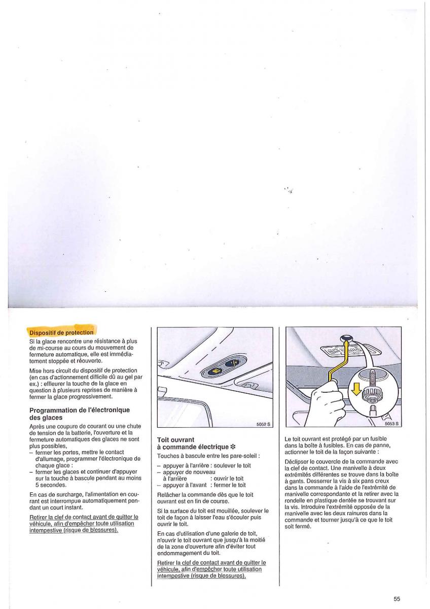 manual Opel Tigra I manuel du proprietaire / page 55