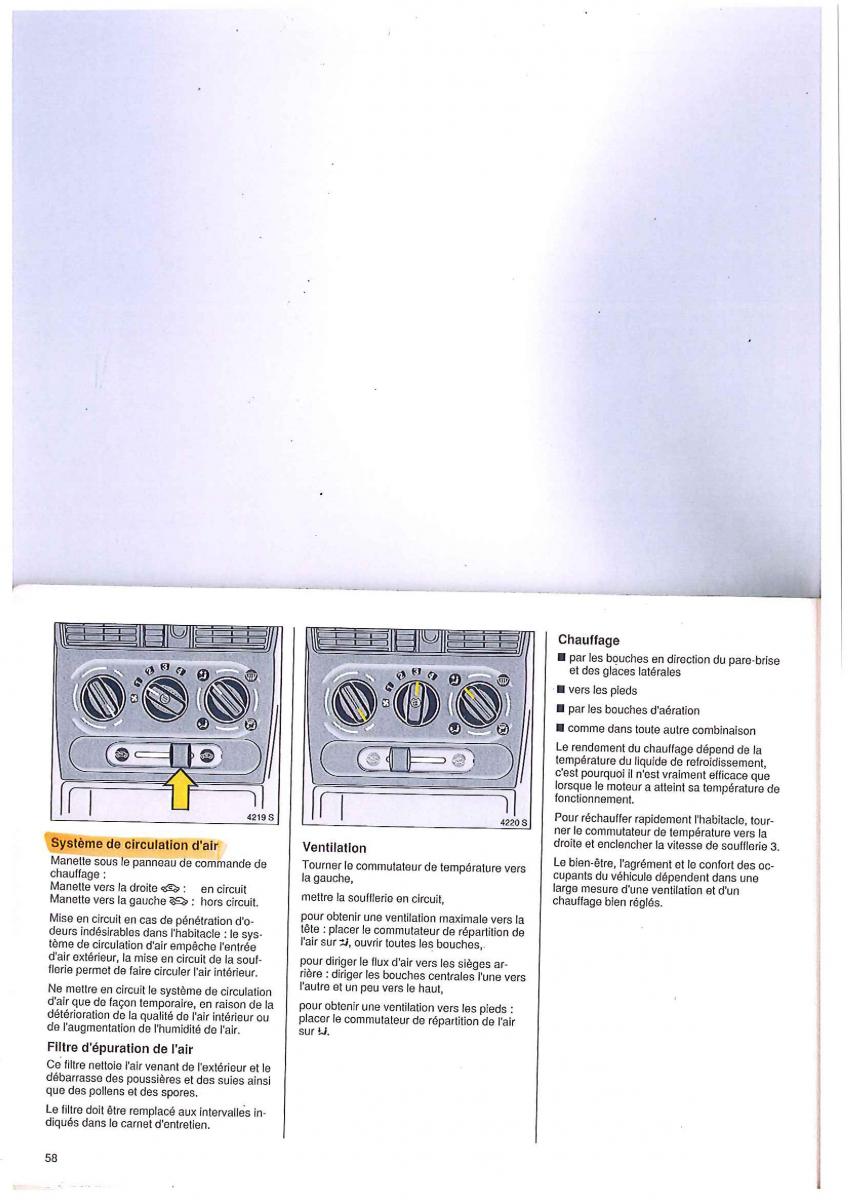 Opel Tigra I manuel du proprietaire / page 58