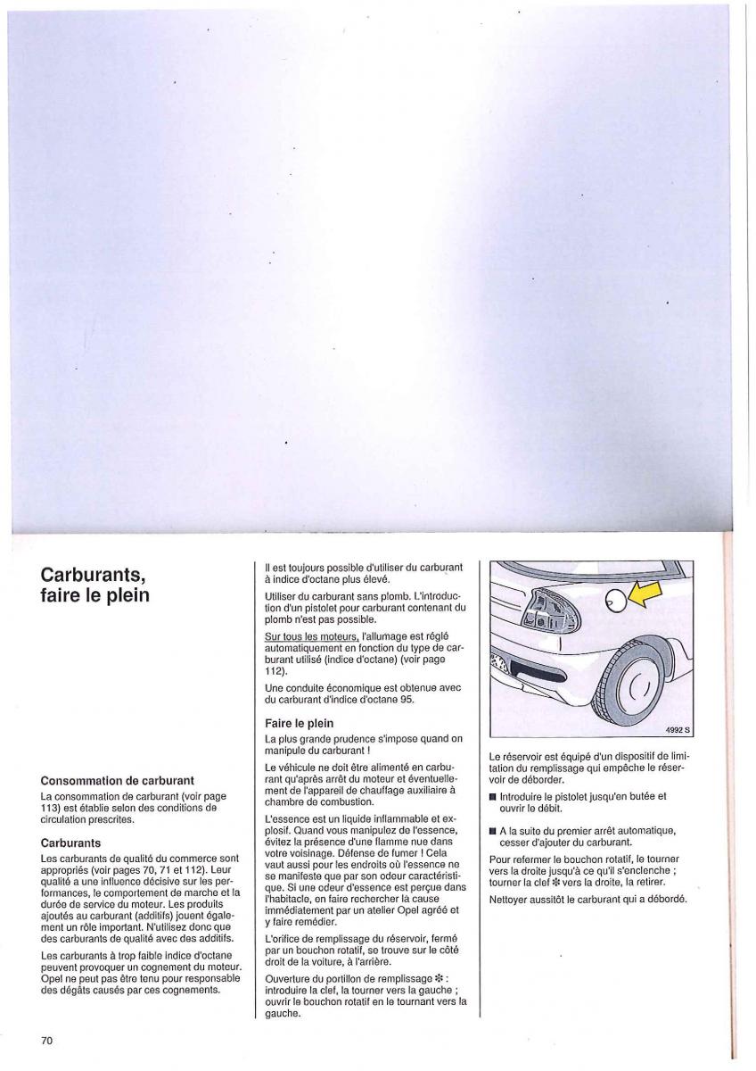 Opel Tigra I manuel du proprietaire / page 70