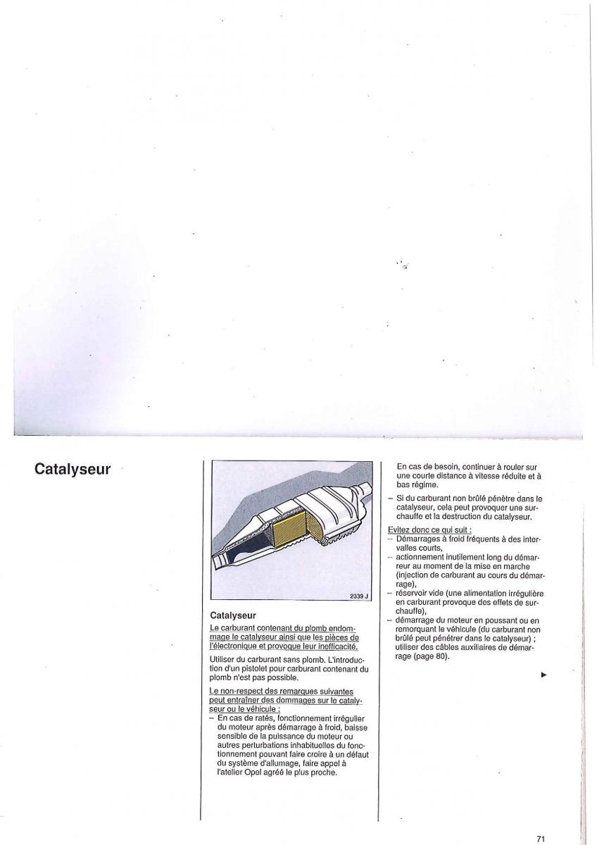 manual Opel Tigra I manuel du proprietaire / page 71