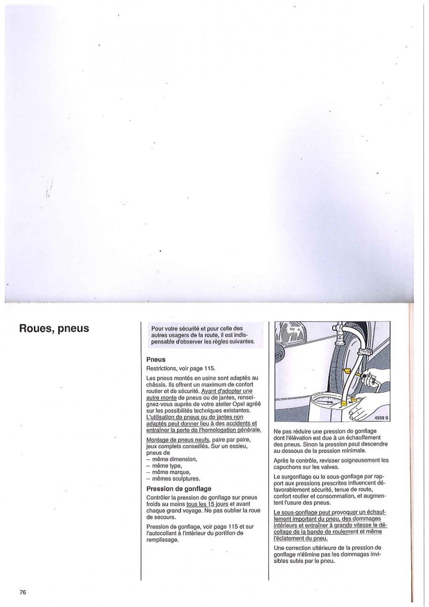 Opel Tigra I manuel du proprietaire / page 76