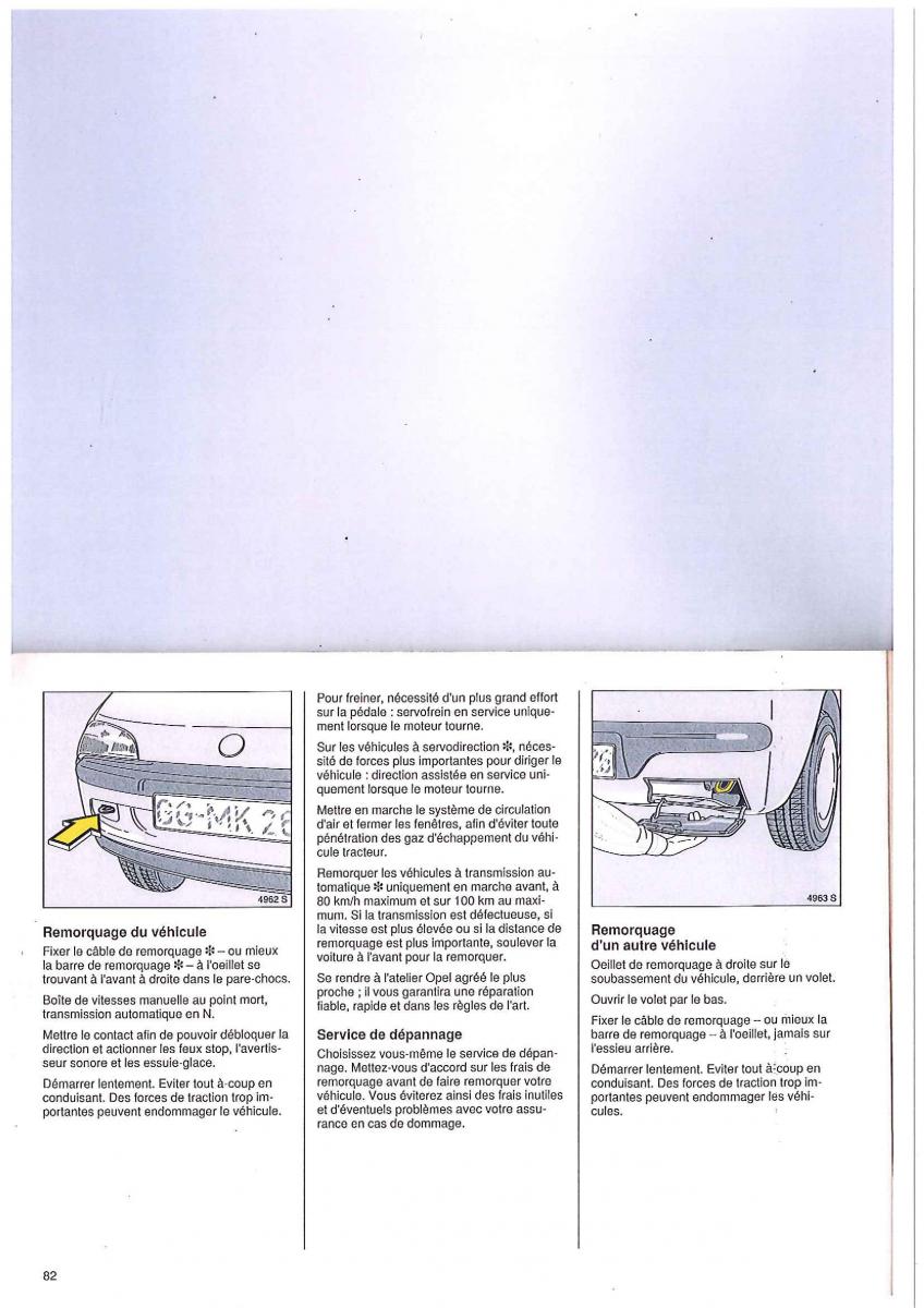 Opel Tigra I manuel du proprietaire / page 82