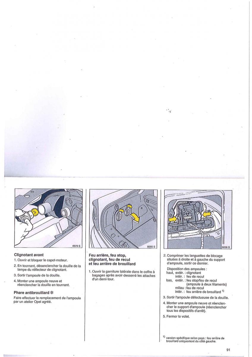 manual Opel Tigra I manuel du proprietaire / page 91