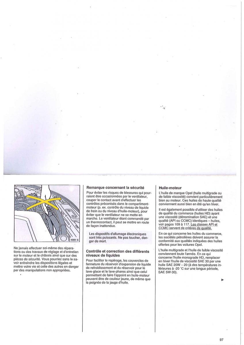 manual Opel Tigra I manuel du proprietaire / page 97