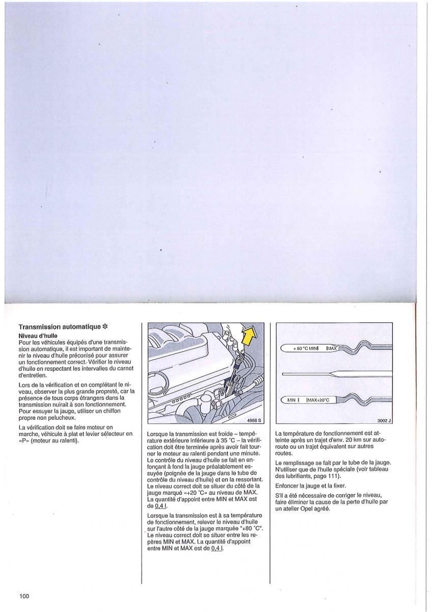 manual Opel Tigra I manuel du proprietaire / page 100