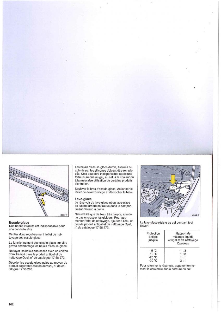 manual Opel Tigra I manuel du proprietaire / page 102