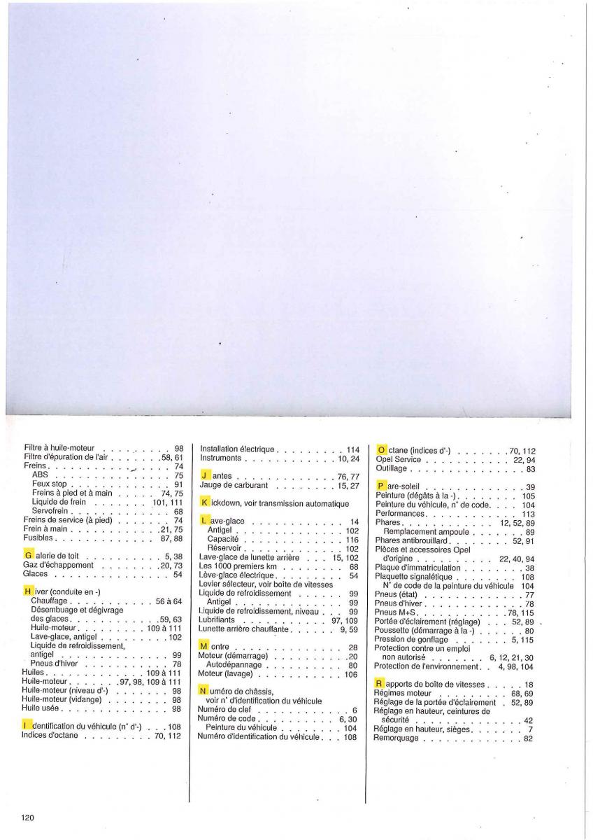 manual de usuario Opel Tigra I manuel du proprietaire / page 120