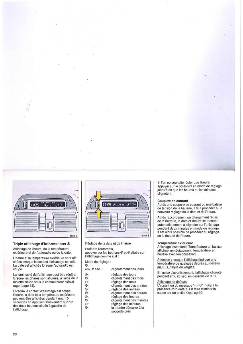 Opel Tigra I manuel du proprietaire / page 28