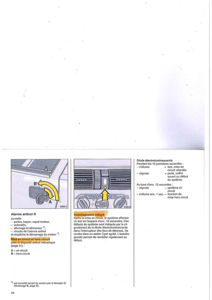 manual Opel Tigra I manuel du proprietaire / page 34