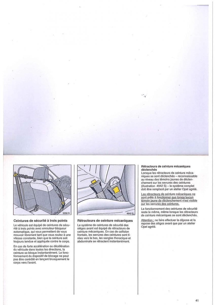 manual Opel Tigra I manuel du proprietaire / page 41