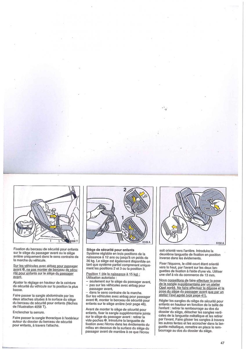 Opel Tigra I manuel du proprietaire / page 47