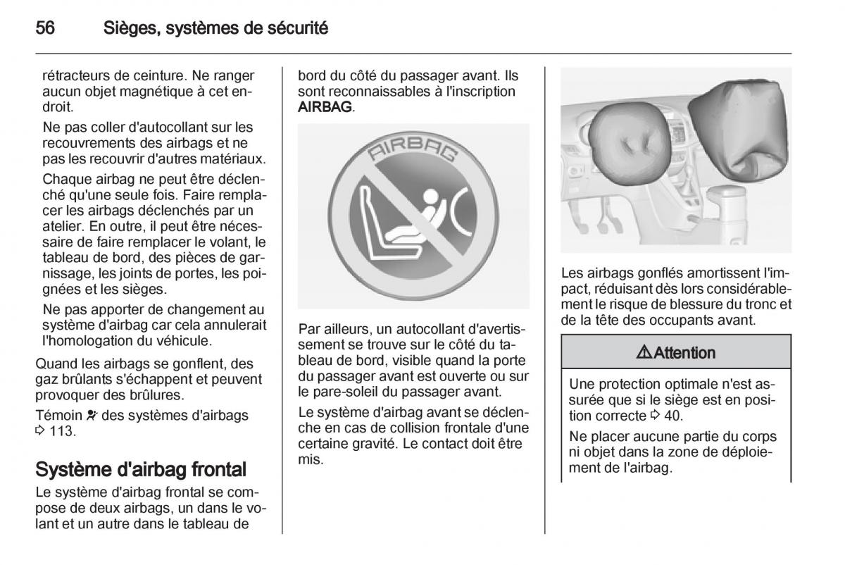 manual Opel Zafira C manuel du proprietaire / page 58