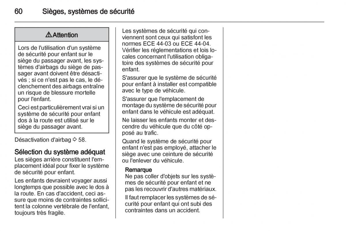 manual Opel Zafira C manuel du proprietaire / page 62