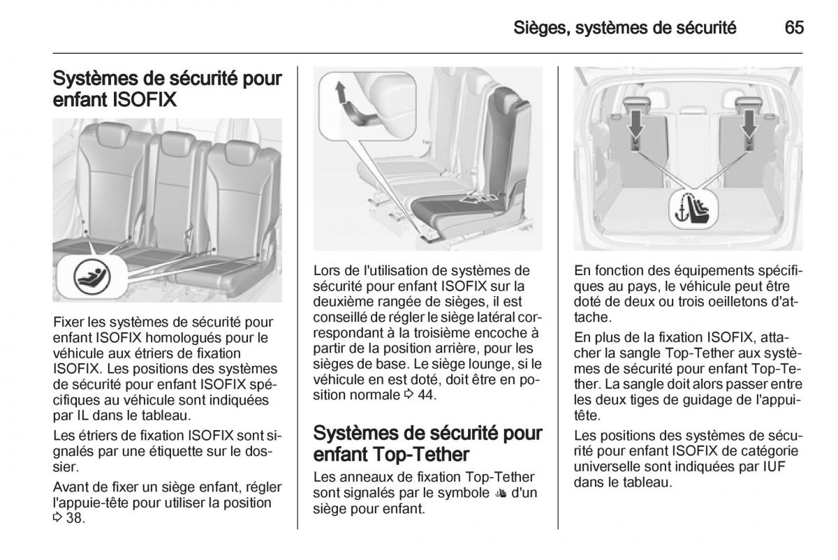 manual Opel Zafira C manuel du proprietaire / page 67