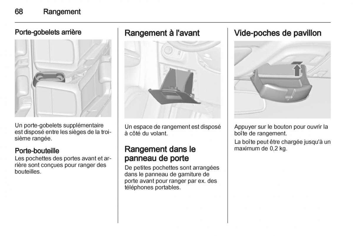 manual Opel Zafira C manuel du proprietaire / page 70