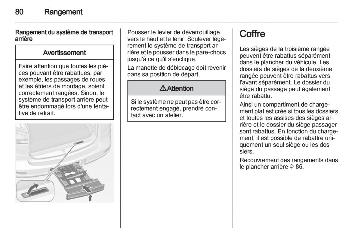 manual Opel Zafira C manuel du proprietaire / page 82