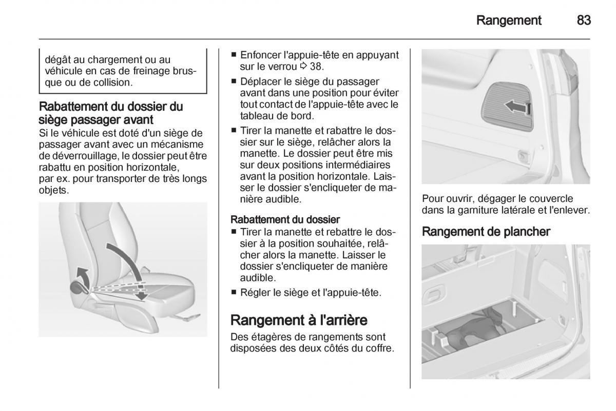 manual Opel Zafira C manuel du proprietaire / page 85