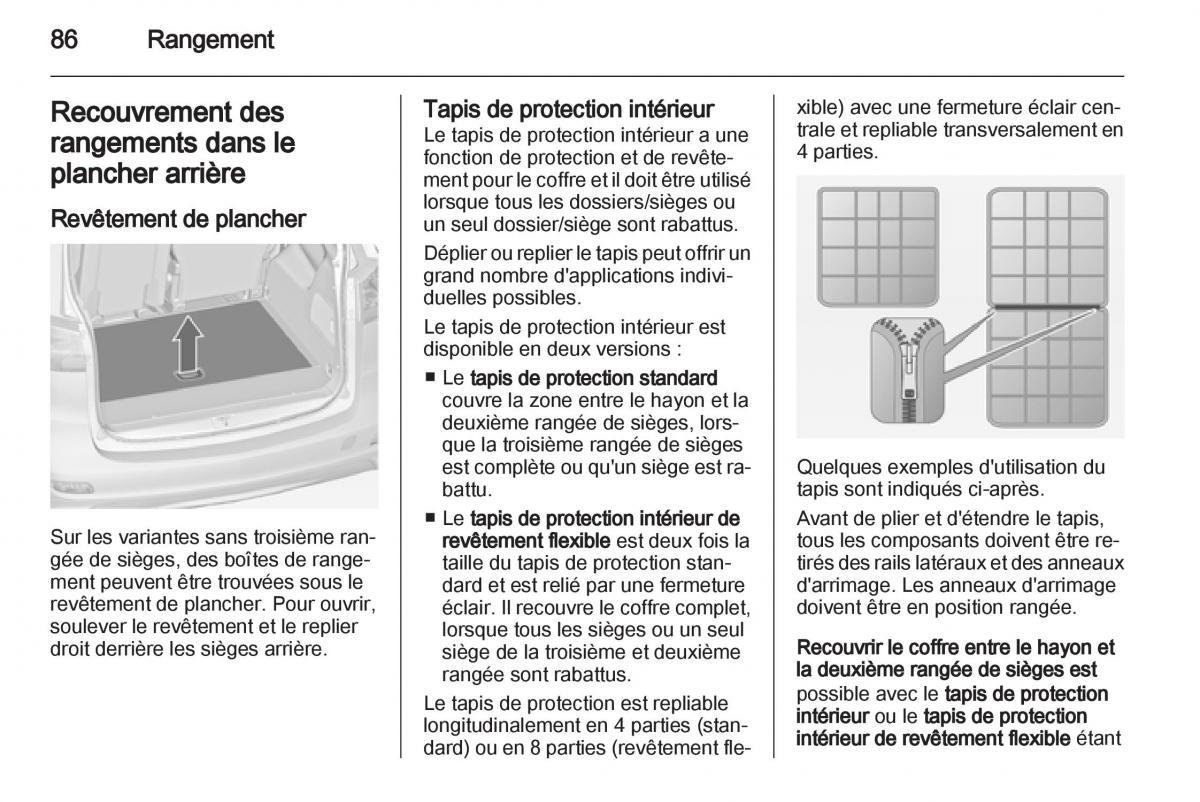 Opel Zafira C manuel du proprietaire / page 88