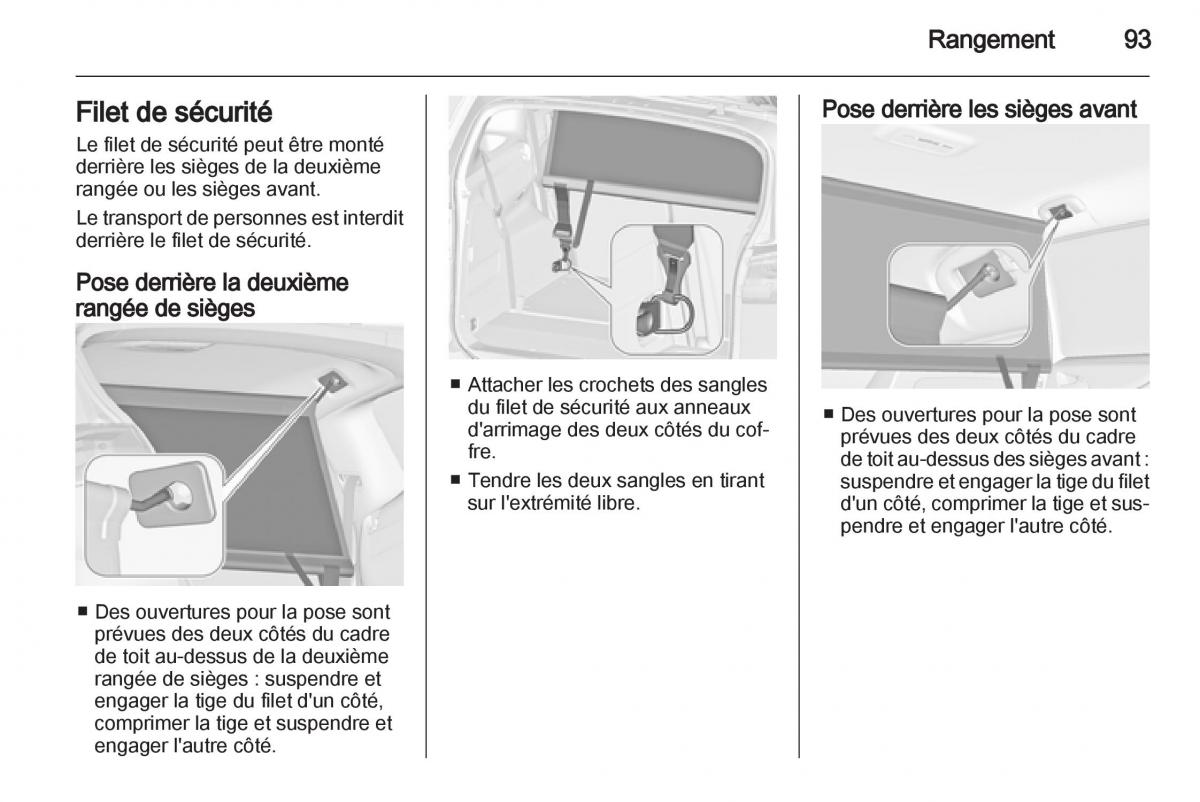 manual Opel Zafira C manuel du proprietaire / page 95