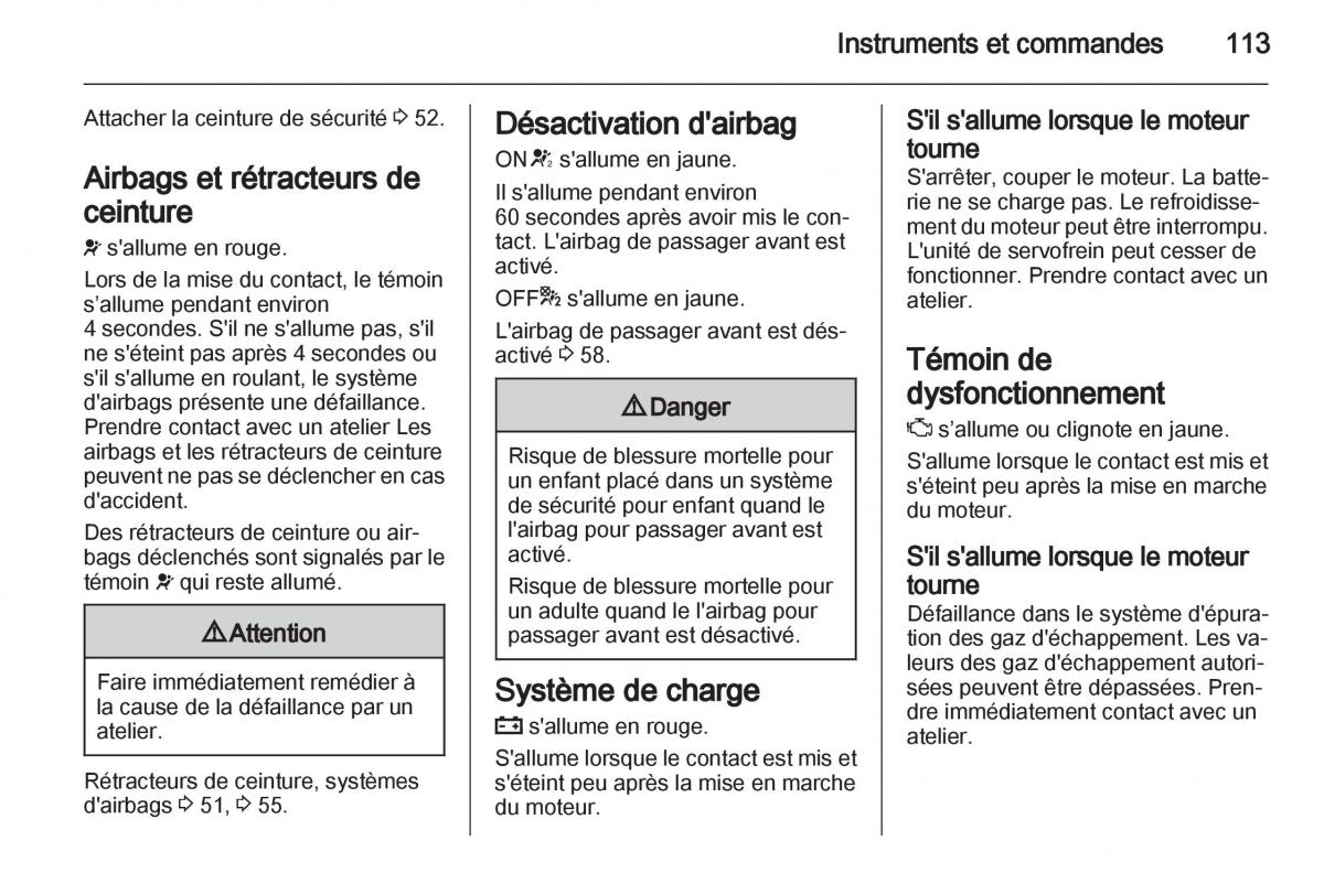 manual Opel Zafira C manuel du proprietaire / page 115