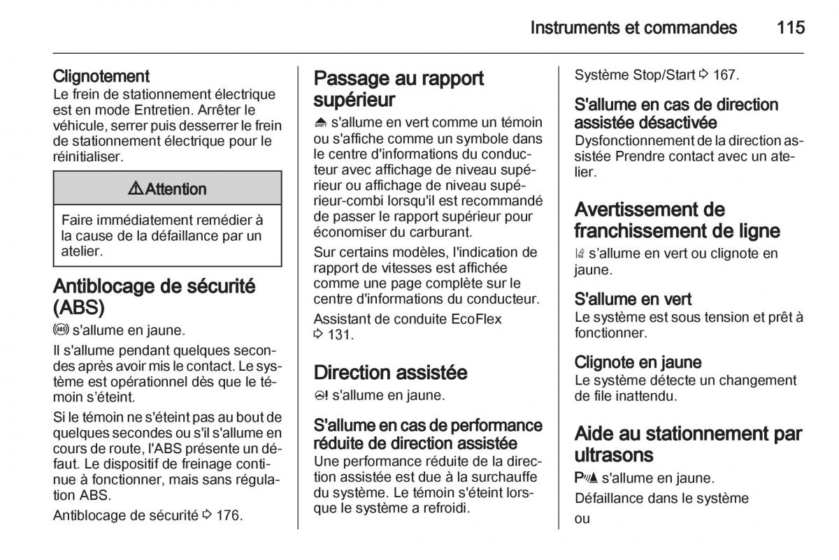 Opel Zafira C manuel du proprietaire / page 117