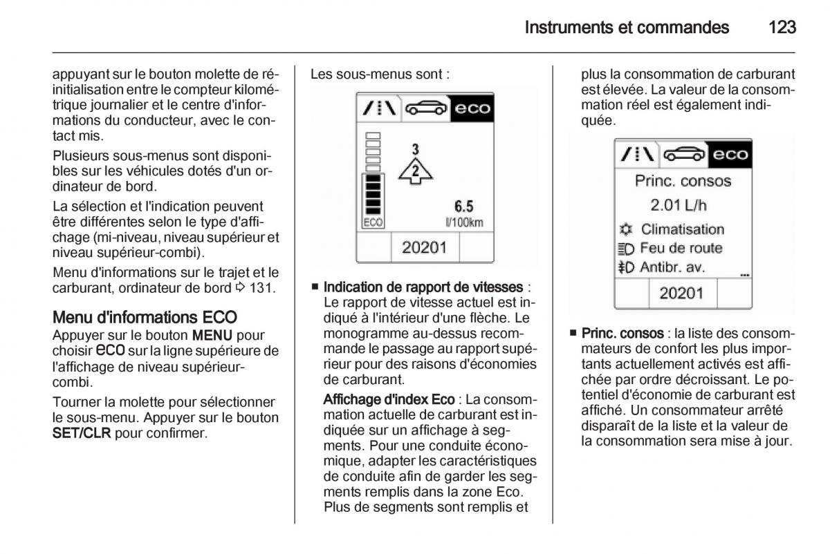 manual Opel Zafira C manuel du proprietaire / page 125