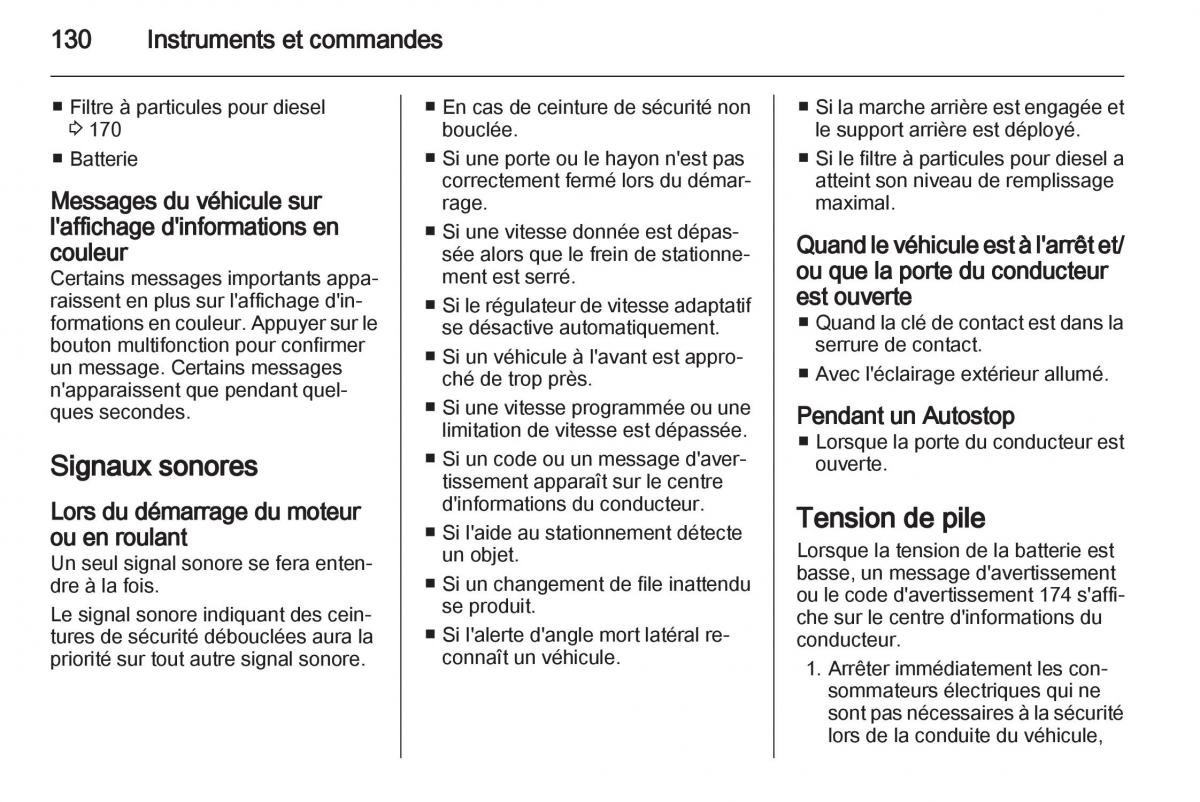 manual Opel Zafira C manuel du proprietaire / page 132