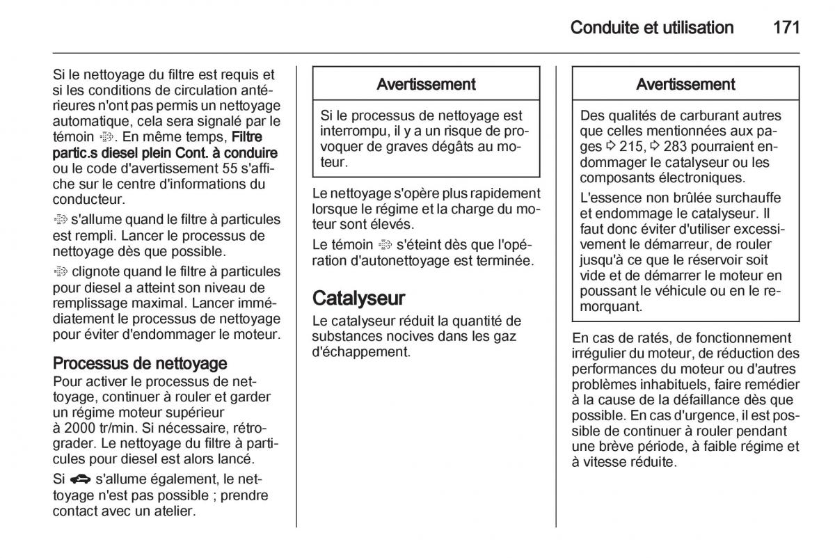 manual Opel Zafira C manuel du proprietaire / page 173